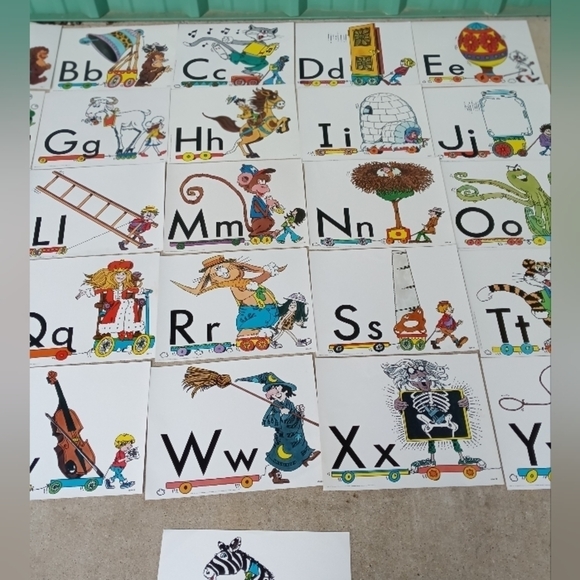 Vintage Alphabet Cards A to Z Teaching Classroom Teach Teacher Education ABC'S - Picture 6 of 8